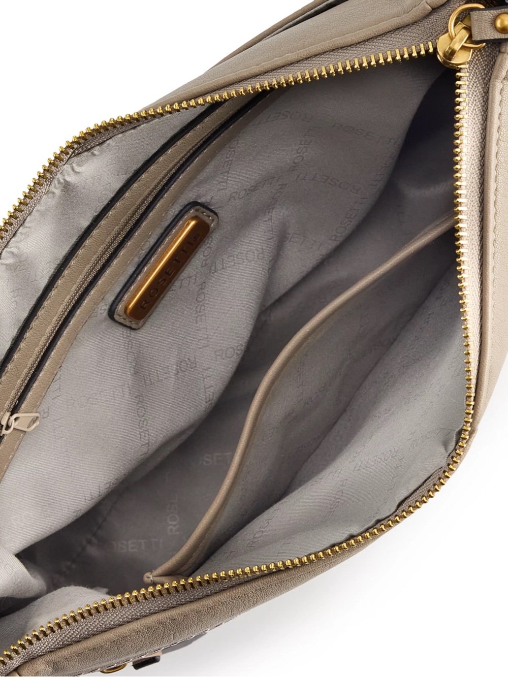 Rosetti Taupe Crossbody with Black Accents and Gold Hardware - Picture 5 of 6